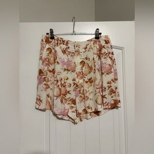 NWOT PAIGE Floral Shorts in Pink and Cream